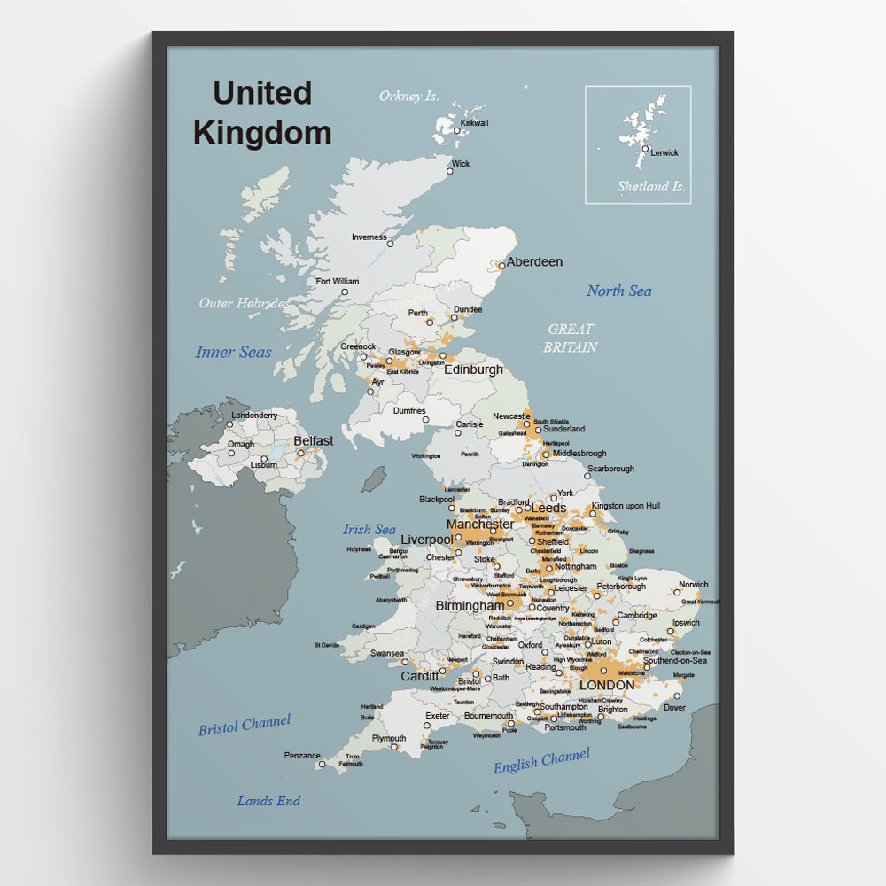 国別地図 ポスター｜イギリス 地図のポスター UKmap Hotdogger