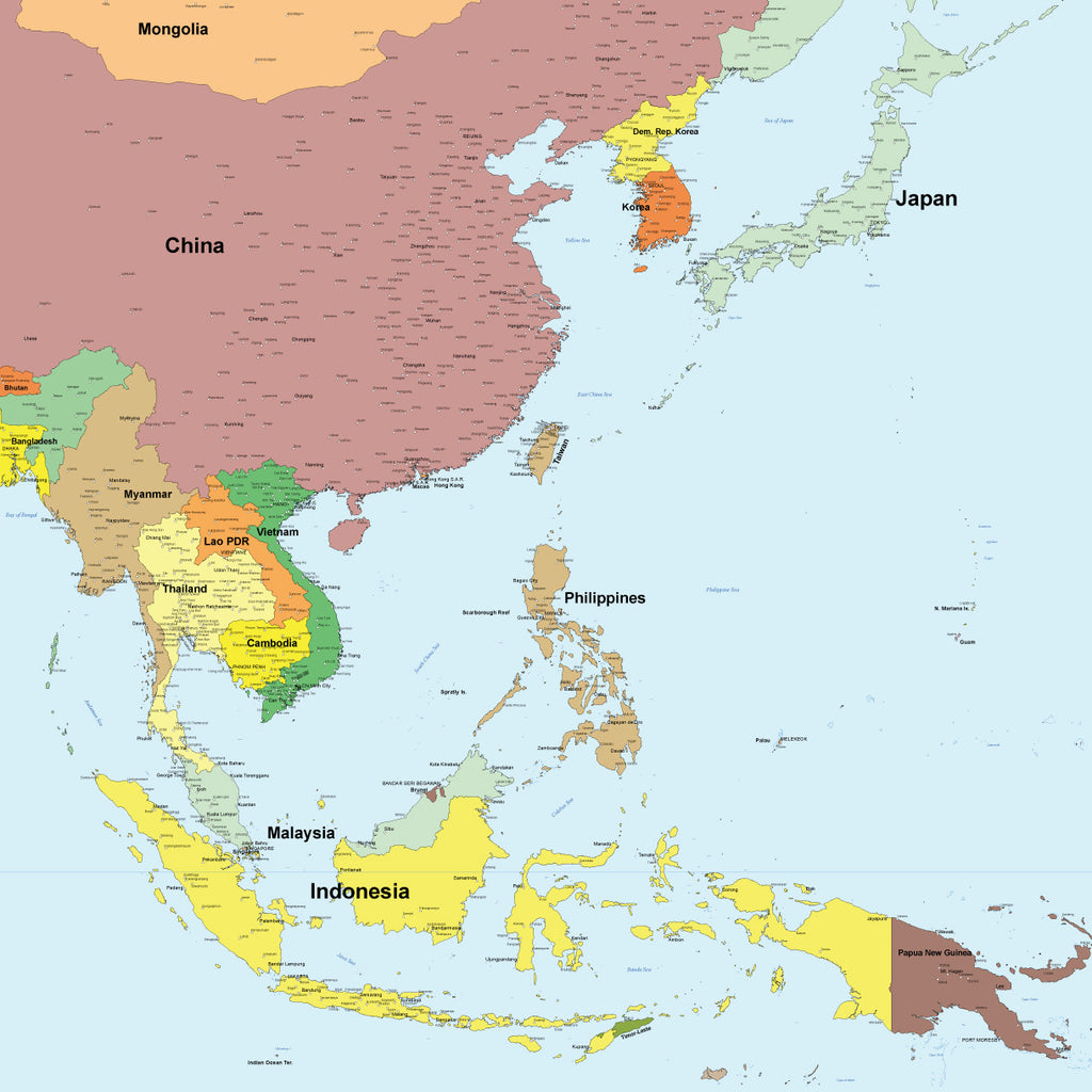 世界地図ポスター｜東南アジア　正方形