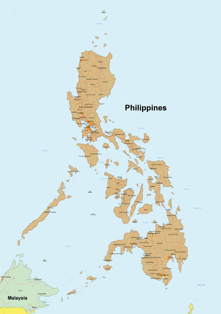 世界地図ポスター｜フィリピンとフィリピン拡大