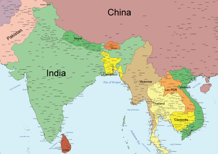 世界地図ポスター｜インド、北米