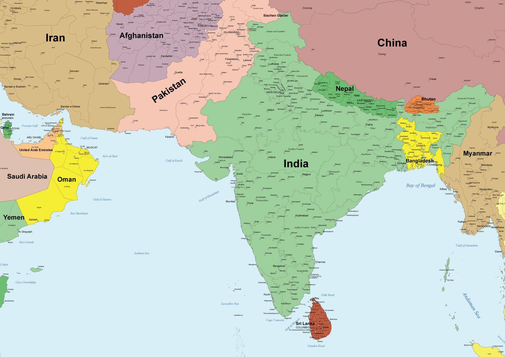 世界地図ポスター｜インド～UAE – Hotdogger