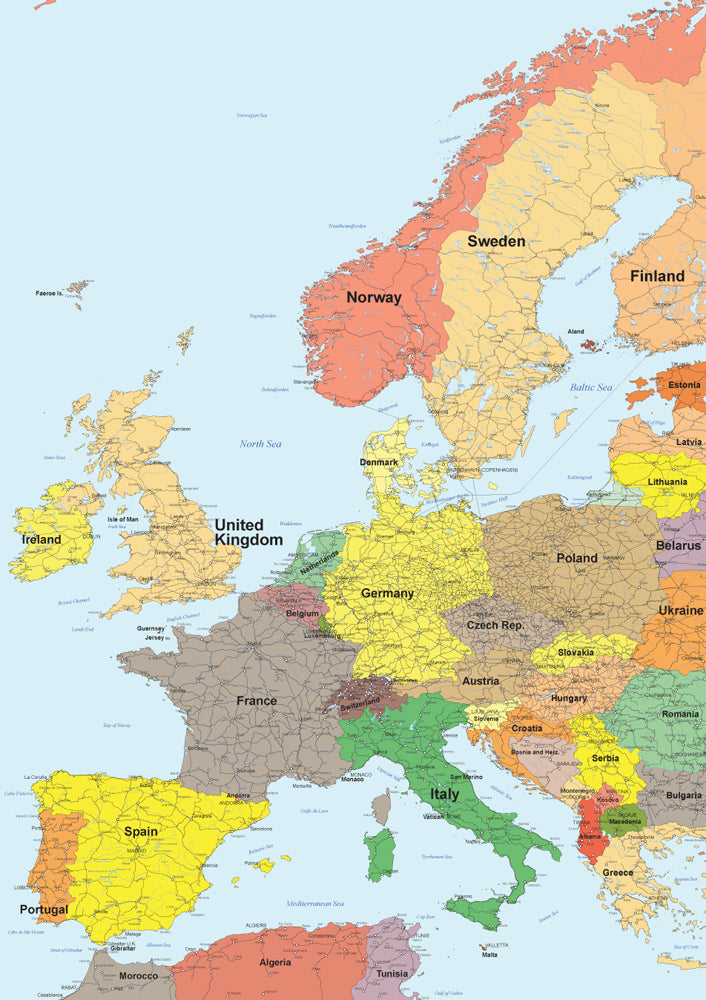 世界地図ポスター｜西ヨーロッパ縦長
