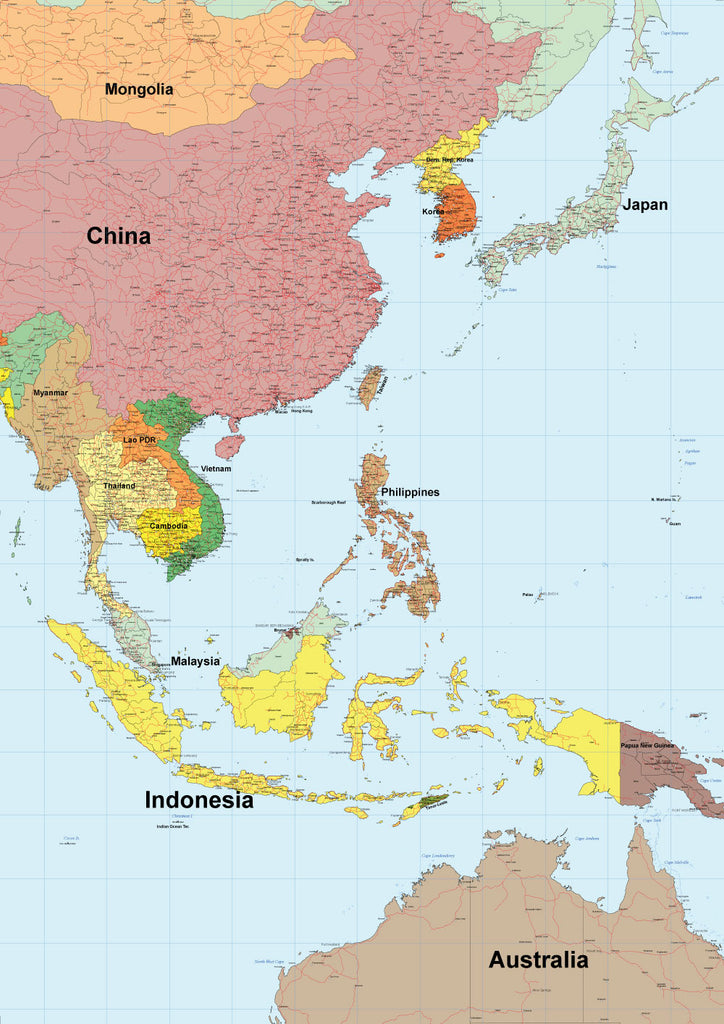 世界地図ポスター｜東南アジア、フィリピン