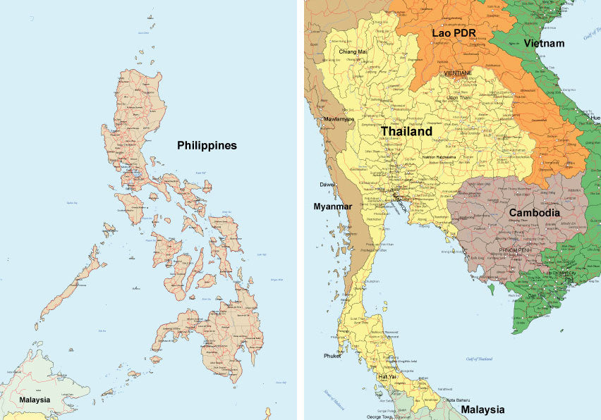 世界地図ポスター｜タイ・カンボジア、フィリピン