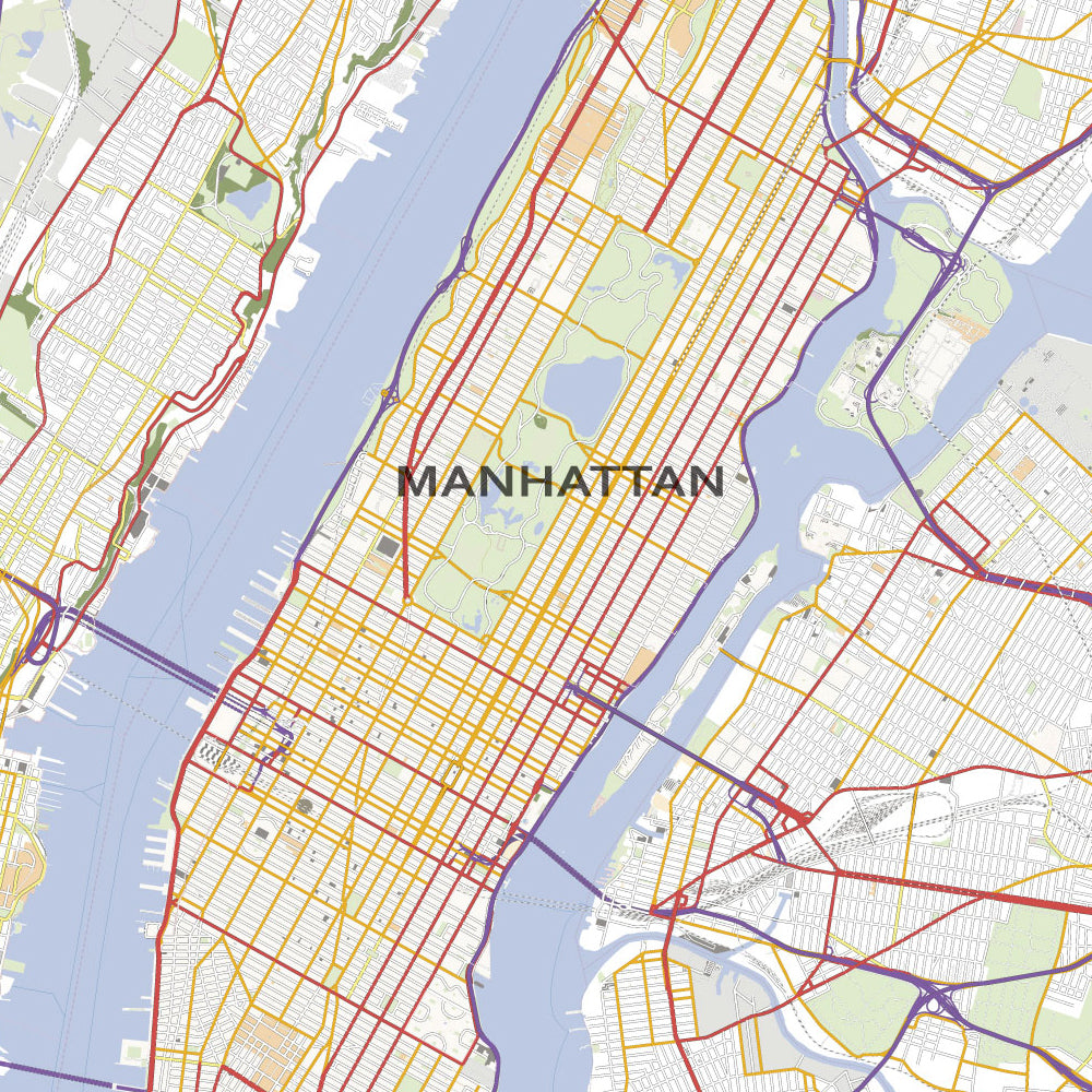 都市地図 ポスター｜マンハッタン ニューヨーク 都市詳細地図のポスター City Map – Hotdogger