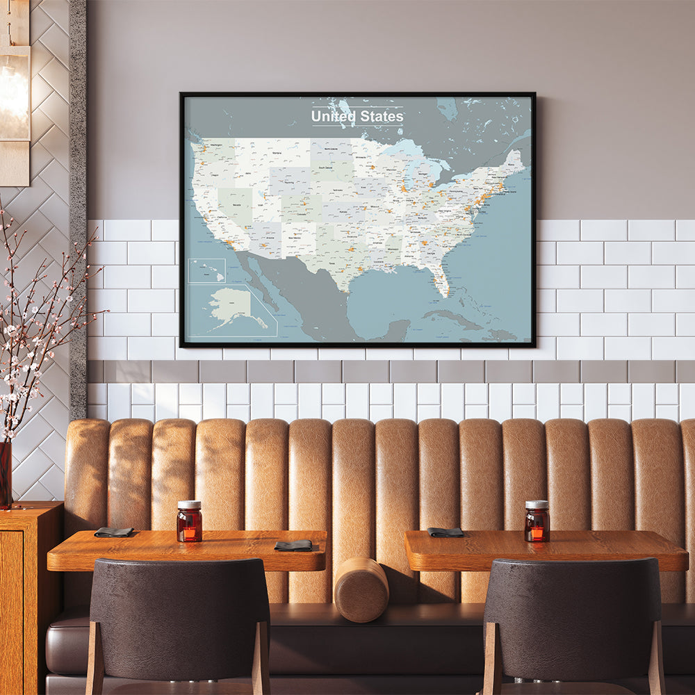 国別地図 ポスター｜アメリカ 地図のポスター US-map – Hotdogger