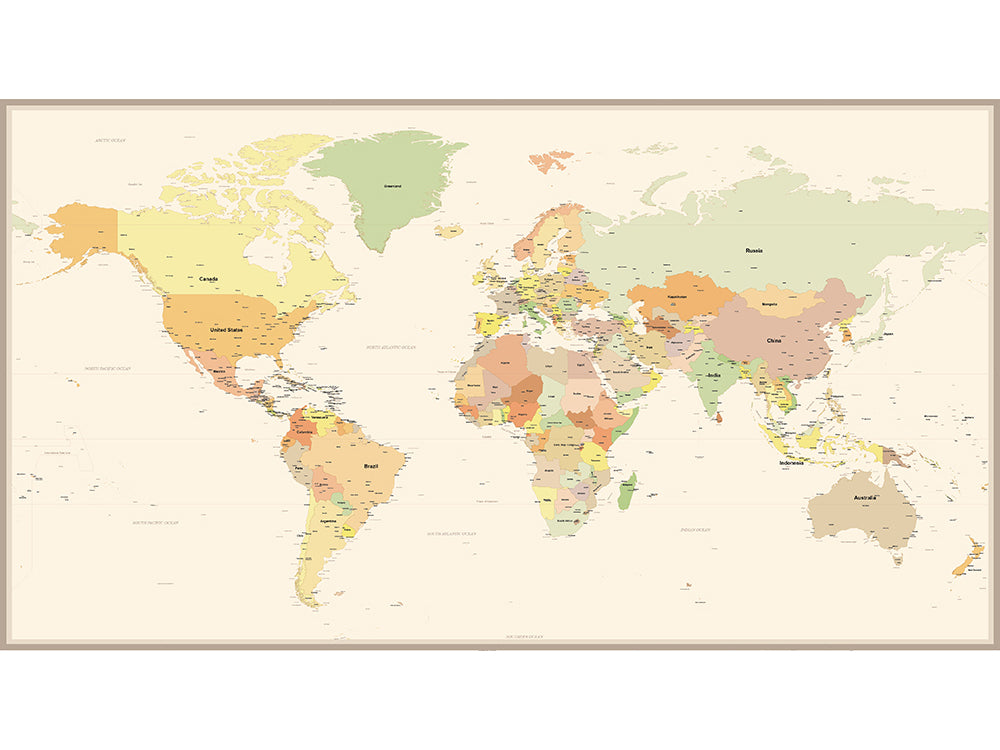 世界地図ポスター印刷 アンティーク全体